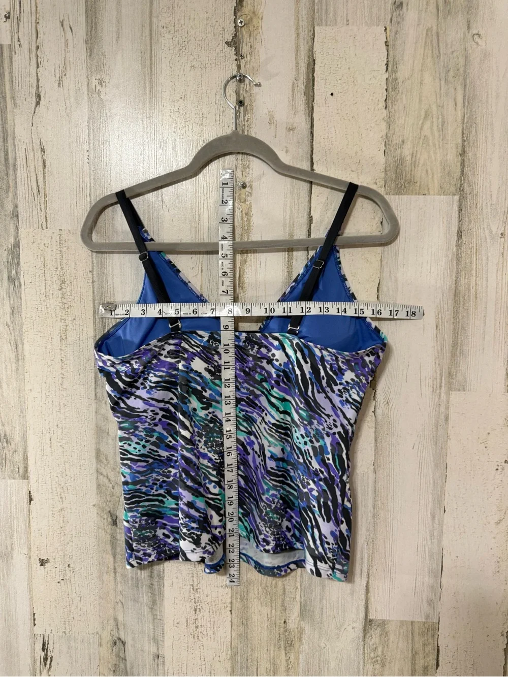 Free Country Blue and Purple Abstract Swim Tankini Top